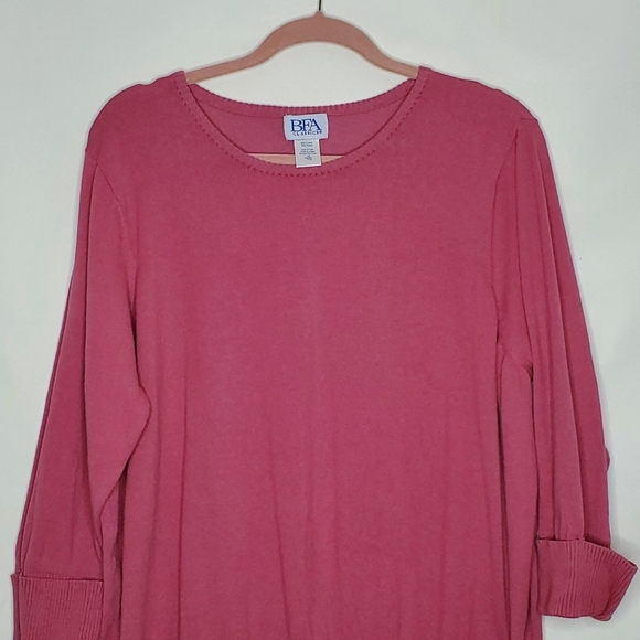 BFA Classics Pink Cotton Blend Sweater Size 2X Ribbed Trim Soft Pullover Knit - Picture 2 of 9